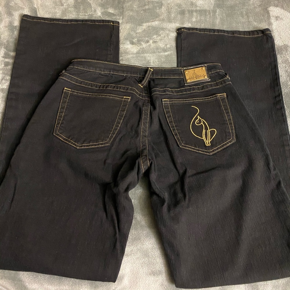 Baby Phat gold label dark denim wide leg jeans